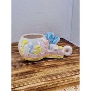 Vintage Rueben's Nursery Planter Baby Rattle Shaped With A Train & Animals 7"x3"